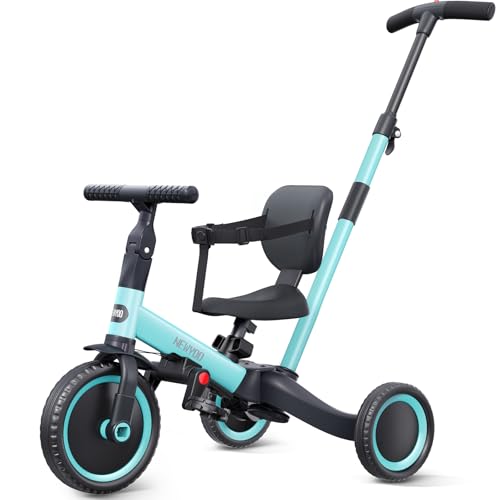 newyoo Dreiräder für 1-3-Jährige, Kleinkind-Fahrrad für Jungen und Mädchen, Kleinkind-Dreirad mit Eltern-Schiebegriff, Trike mit Rückenlehne & Sicherheitsgurt, Blau, TR007 newyoo Dreiräder für 1-3-Jährige, Kleinkind-Fahrrad für Jungen und Mädchen, Kleinkind-Dreirad mit Eltern-Schiebegriff, Trike mit Rückenlehne & Sicherheitsgurt, Blau, TR007 von newyoo