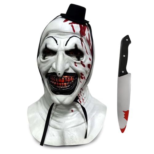 nezababy Art The Clown Maske Terrifier Clown Zubehör Gruseliger Killer Rollenspiel Kopfbedeckung Halloween Cosplay Prop (Terrifier Mask-A+) von nezababy