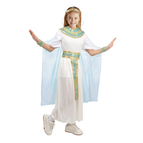 nezababy Cleopatra KostüM Kinder MäDchen Karneval KostüM äGyptisches GöTtin KöNigin Prinzessin Kleid Halloween Karneval KostüM (Blau, M) von nezababy