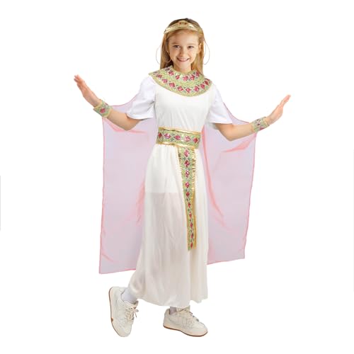 nezababy Cleopatra KostüM Kinder MäDchen Karneval KostüM äGyptisches GöTtin KöNigin Prinzessin Kleid Halloween Karneval KostüM (Rosa, L) von nezababy