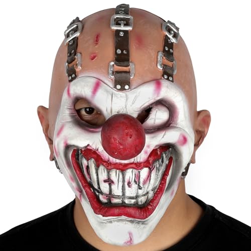 nezababy Clown Maske Creepy Scary Evil Latex Joker Masken für Männer Scream Party Requisiten Kostümzubehör Halloween Cosplay von nezababy