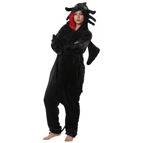 nezababy Halloween Drachenkostüm Männer Frauen Dragon Pyjamas Onesie Weihnachten Cosplay Tier Zipper Overall von nezababy