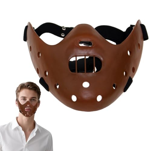 nezababy Hannibal Lecter Maske Gruseliger Killer Kannibale Harz Maske Halloween Horrorfilm Stille Lämmer Psychiater Cosplay Kostüm (Braun) von nezababy