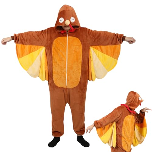 nezababy Hühner-Kostüm für Kinder, Truthahn-Schlafanzug, Junggesellinnenabschied, Tier-Einteiler, lustig, Halloween, Karneval, Cosplay, Verkleidung (Huhn, 120) von nezababy
