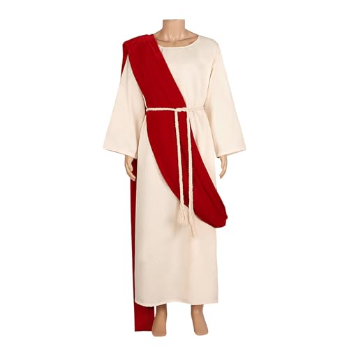 nezababy Jesus-Kostüm für Erwachsene, Herren, biblischer Christus, Robe, Heiliger, religiöses Outfit, Schal, Taillenseil für Halloween, Ostern, Cosplay, Weiss/opulenter Garten, XXL nezababy Jesus-Kostüm für Erwachsene, Herren, biblischer Christus, Robe, Heiliger, religiöses Outfit, Schal, Taillenseil für Halloween, Ostern, Cosplay, Weiss/opulenter Garten, XXL von nezababy