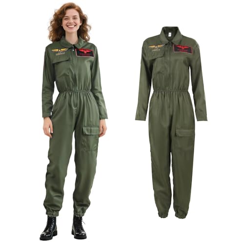 nezababy Kampfjet Pilot KostüM Damen Piloten Outfit Army MilitäR Flieger Onesie Frauen Halloween Karneval Fancy Dress von nezababy