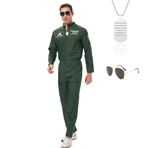 nezababy Kampfjet Pilot KostüM Männer Piloten Outfit Army MilitäR Flieger Onesie Männlich Halloween Karneval Fancy Dress von nezababy