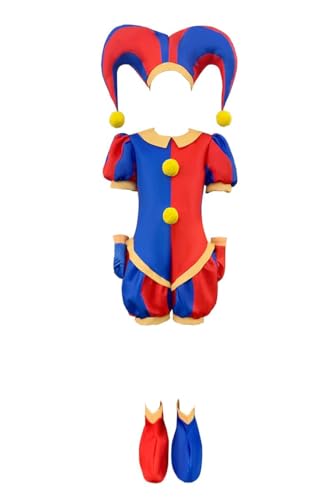 nezababy Kid Pomni Kostüm Der Erstaunliche Zirkusclown Overall Joker Cosplay Geburtstagsfeier Outfit Halloween Zubehör von nezababy