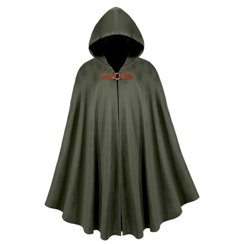nezababy Mittelalter Umhang Mit Kapuze Renaissance Hobb Umhang Wikinger Kleidung Halloween Zauberer Ritter KostüM Herren Damen (Grün) von nezababy