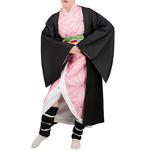 nezababy Nezuko Kostüm für Frauen Anime Kimono Nezuko Cosplay Kostüm mit Bambus und Haarspangen Dämon Outfit Halloween von nezababy