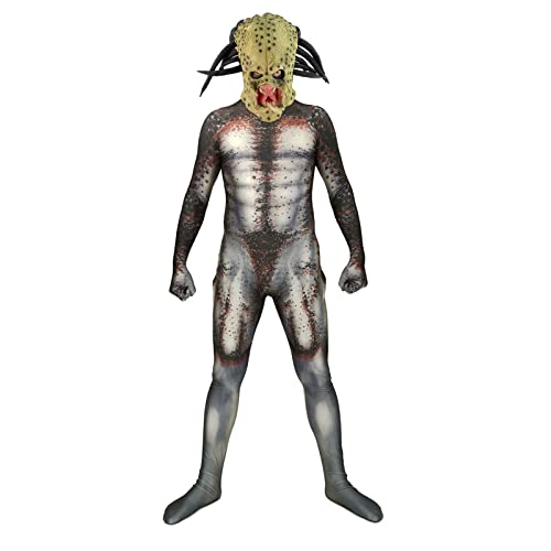 nezababy Predator Kostüm Maske Herren Alien Outfits Hunter Overall Cosplay Scary Latex Vollkopf Helm Prop Halloween Masquerade von nezababy