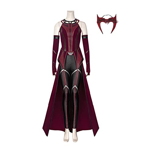 nezababy Scarlet Witch Kostüm Wanda Maximoff Umhang Super Hero Scharlachrote Hexenkrone Cosplay Outfit Roter Umhang Wanda Kostüme Halloween Outfits mit Kopfbedeckung von nezababy