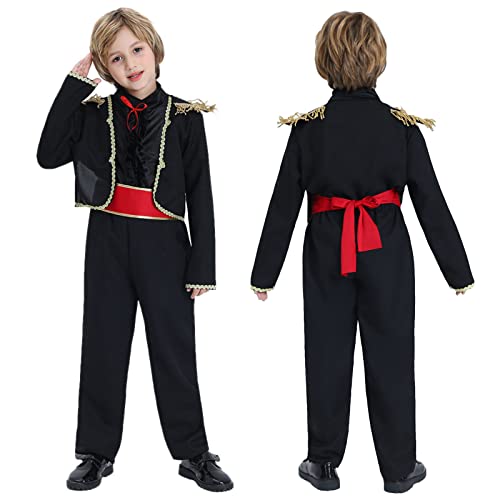 nezababy Spanisches Tänzerkostüm für Jungen Matador Cosplay Oberteil Hose Outfit Rollenspiel traditioneller Tanz Set für Halloween Karneval Party von nezababy