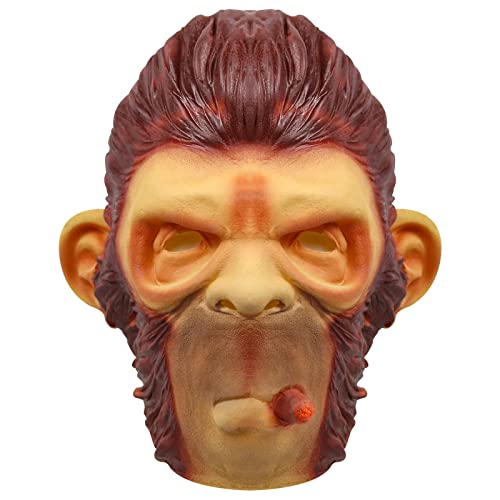 nezababy Tiermaske Pferdemaske Gorilla Maske Latex Ganzkopf Realistische Masken Halloween Kostüm Kopfbedeckung für Karneval Party Parade (Affenmaske, Einheitsgröße) von nezababy