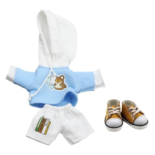 niannyyhouse 1/12 BJD OB11 Puppenkleidung Hoodie Shorts Canvas Schuhe Puppe Dressup (Hellblau) von niannyyhouse
