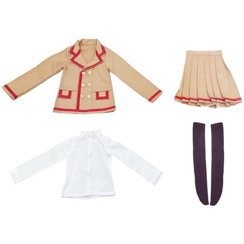 niannyyhouse 1/3 1/4 BJD Puppen Kleidung Khaki Mantel Weiß Hemd Faltenrock Socken Schuluniform Outfit Ball Gelenk Puppen Zubehör Dress Up Geschenk (1/3BJD) von niannyyhouse