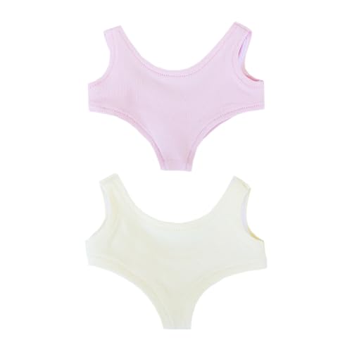 niannyyhouse 10 cm, 15 cm-17 cm, 20 cm, Plüschpuppenkleidung, einfarbig, Badeanzug, Puppen, Dressup (Rosa + Beige, 20 cm) von niannyyhouse