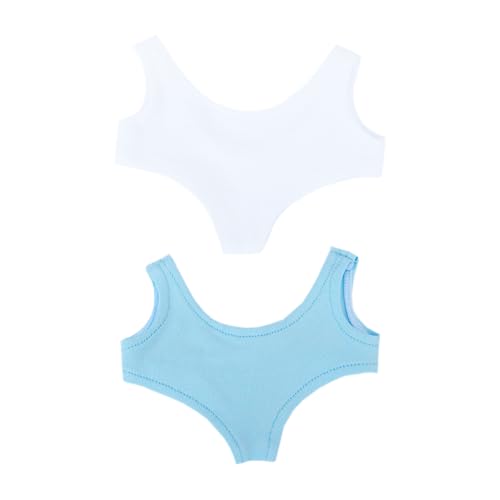 niannyyhouse 10 cm, 15 cm-17 cm, 20 cm, Plüschpuppenkleidung, einfarbig, Badeanzug, Puppen, Dressup (weiß + hellblau, 10 cm) von niannyyhouse