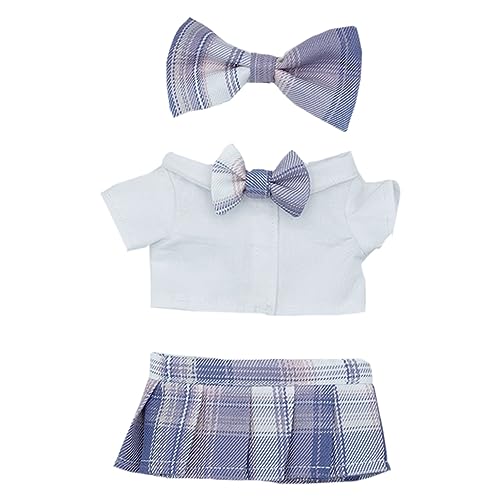 niannyyhouse 10 cm 15 cm 20 cm Plüschpuppenkleidung JK Set Kopfbedeckung Shirt Faltenrock weich gefülltes Plüschtier verkleiden sich (lila, 20 cm) von niannyyhouse