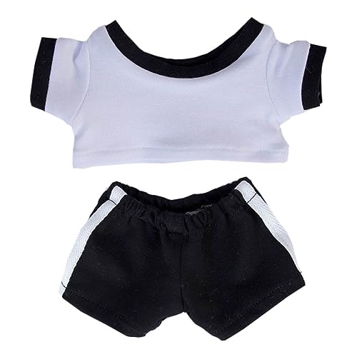 niannyyhouse 10 cm 15 cm 20 cm Plüschpuppenkleidung Kontrast-T-Shirt-Hose Sportbekleidungs-Set weich gefülltes Plüschtier Verkleidungszubehör (A4, 20 cm) von niannyyhouse