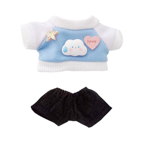 niannyyhouse 10 cm ~ 15 cm Plüschpuppe Kleidung Häschen Druck Sweatshirt Jeans Puppe Dress Up Zubehör (blau) Mehrfarbig von niannyyhouse