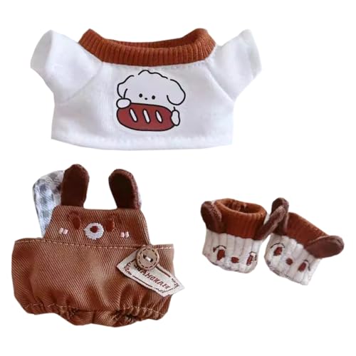 niannyyhouse 10 cm ~ 15 cm Plüschpuppenkleidung, T-Shirt, Hose, Schuhe, Welpen-Set von niannyyhouse