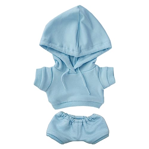 niannyyhouse 10 cm große Plüschpuppenkleidung, elastische, solide Sportbekleidung, Anzüge, Hoodie, Hose, weiches gefülltes Plüschtier, Verkleidungszubehör (Hellblau, 10 cm) von niannyyhouse