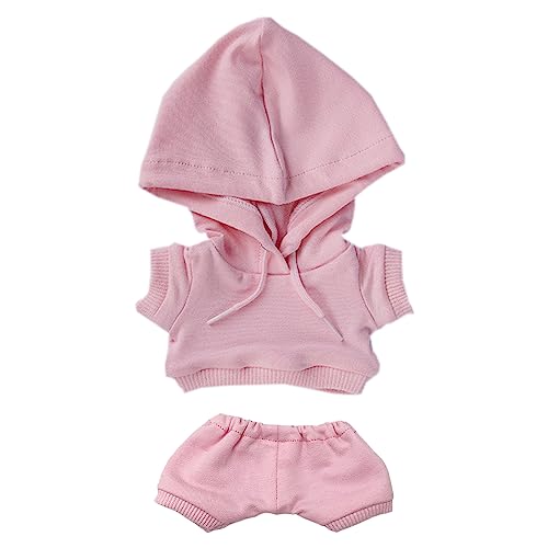 niannyyhouse 10 cm große Plüschpuppenkleidung, elastische, solide Sportbekleidung, Anzüge, Hoodie, Hose, weiches gefülltes Plüschtier, Verkleidungszubehör (Rosa, 10 cm) von niannyyhouse