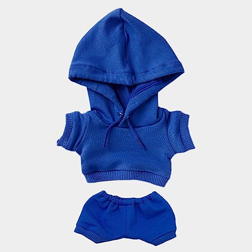 niannyyhouse 10 cm große Plüschpuppenkleidung, elastische, solide Sportbekleidung, Anzüge, Hoodie, Hose, weiches gefülltes Plüschtier, Verkleidungszubehör (blau, 10 cm) von niannyyhouse