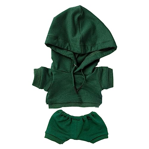 niannyyhouse 10 cm große Plüschpuppenkleidung, elastische, solide Sportbekleidung, Anzüge, Hoodie, Hose, weiches gefülltes Plüschtier, Verkleidungszubehör (dunkelgrün, 10 cm) von niannyyhouse