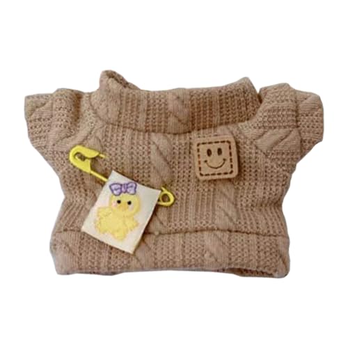 niannyyhouse 10cm Plüsch Puppe Kleidung Cartoon Muster Strickpullover Puppen Zubehör Dress Up (braun) von niannyyhouse