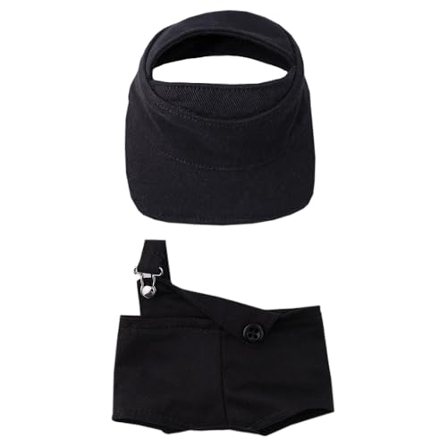 niannyyhouse 15 cm 17 cm Puppenkleidung, offener Hut, Overall, Puppe Dressup (schwarz) von niannyyhouse