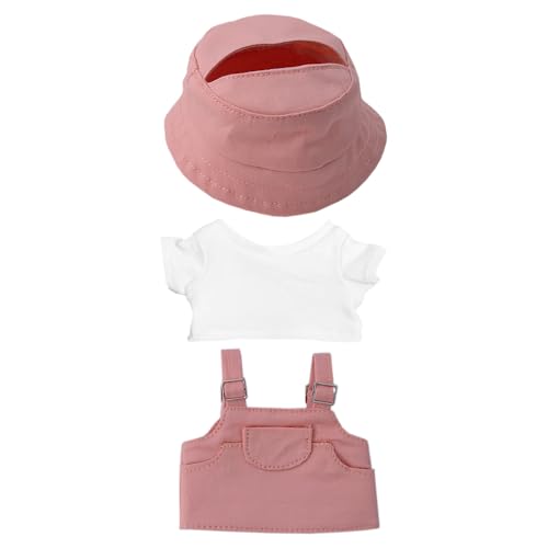 niannyyhouse 15 cm 17 cm Puppenkleidung Hut weiß T-Shirt Gurt Kleid Puppe Dressup (Rosa) von niannyyhouse