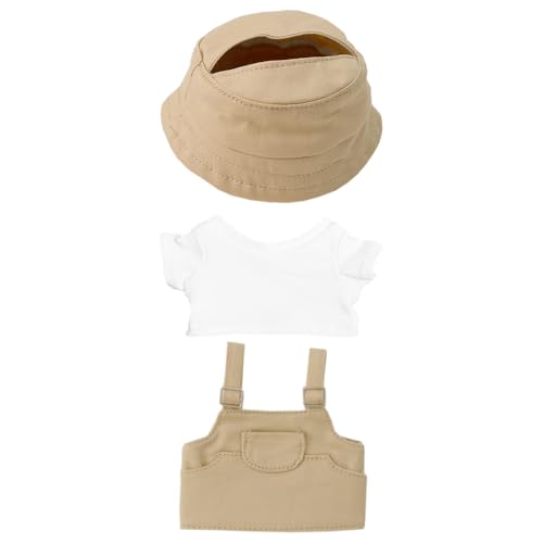 niannyyhouse 15 cm 17 cm Puppenkleidung Hut weiß T-Shirt Gurt Kleid Puppe Dressup (braun) von niannyyhouse