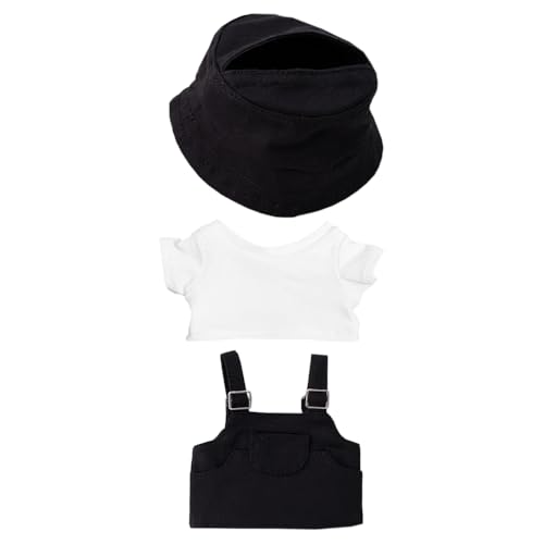 niannyyhouse 15 cm 17 cm Puppenkleidung Hut weiß T-Shirt Gurt Kleid Puppe Dressup (schwarz) von niannyyhouse