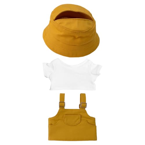 niannyyhouse 15 cm 17 cm Puppenkleidung Hut weißes T-Shirt Gurt Kleid Puppe Dressup (gelb) von niannyyhouse