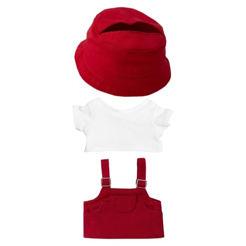 niannyyhouse 15 cm 17 cm Puppenkleidung Hut weißes T-Shirt Gurt Kleid Puppe Dressup (rot) von niannyyhouse