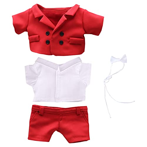 niannyyhouse 15 cm Plüschpuppenkleidung, roter Anzug, Mantel, Fliege, weiße Hemdhose, 15,2 cm, weiches Plüschtier, Accessoires, Verkleiden (rot, 15 cm) von niannyyhouse