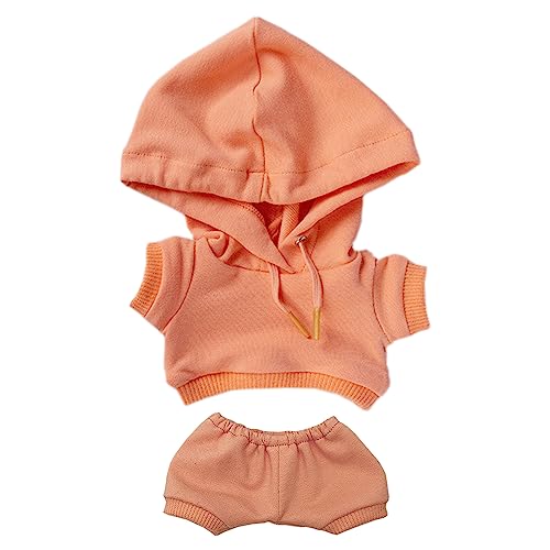 niannyyhouse 15 cm große Plüschpuppenkleidung, elastische, solide Sportbekleidung, Anzüge, Hoodie, Hose, weiches gefülltes Plüschtier, Verkleidungszubehör (Orange, 15 cm) von niannyyhouse