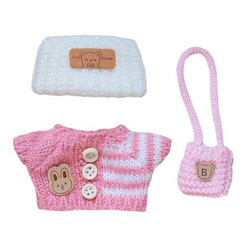niannyyhouse 17 cm Puppenkleidung, Hut, Pullover, Rucksack, 15 cm Plüschpuppen-Outfit (A3) von niannyyhouse