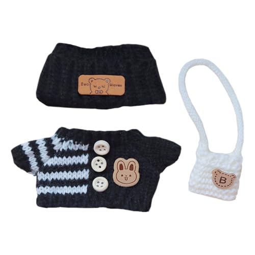 niannyyhouse 17 cm Puppenkleidung, Hut, Pullover, Rucksack, 15 cm Plüschpuppen-Outfit (A6) von niannyyhouse