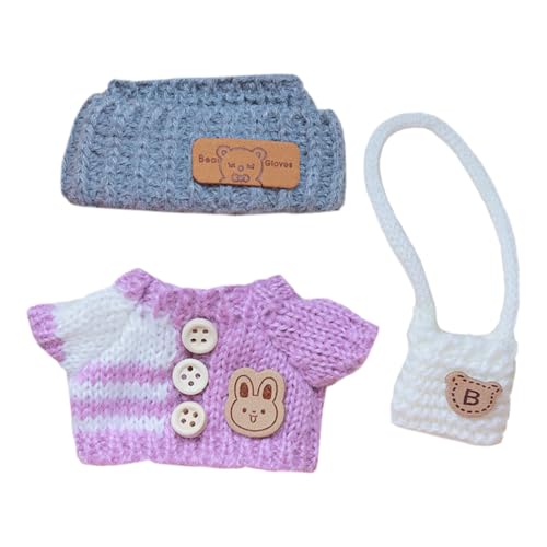 niannyyhouse 17 cm Puppenkleidung, Hut, Pullover, Rucksack, 15 cm Plüschpuppen-Outfit (A7) von niannyyhouse