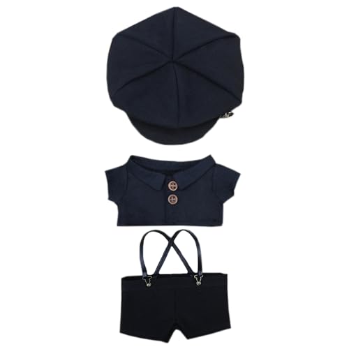 niannyyhouse 20,3 cm große Puppen verkleiden sich Hut Hemd Lätzchen Hose Gentleman Outfit 20 cm Plüschpuppenkleidung (schwarz) von niannyyhouse