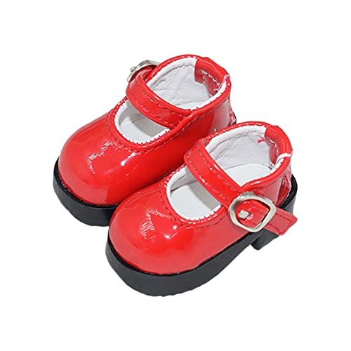 niannyyhouse 20 cm Plüschpuppe High Heels Lederschuhe Länge 5 cm 1/6BJD 8 Zoll Puppenzubehör (rot) von niannyyhouse