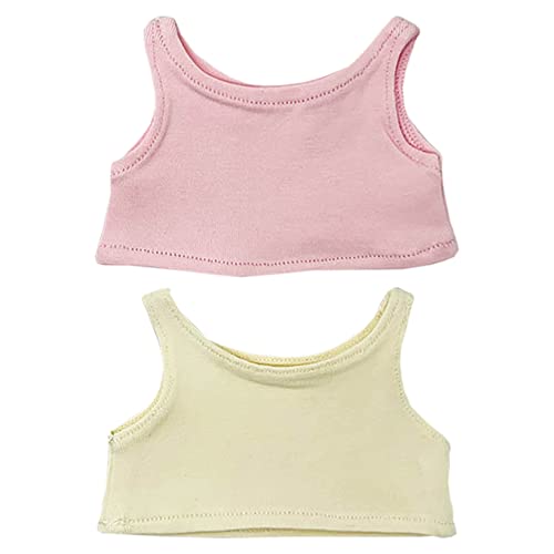 niannyyhouse 20 cm Plüsch-Puppenkleidung, einfarbig, ärmellos, T-Shirt, Puppenkleidung, Beige + Rosa, 20 cm von niannyyhouse