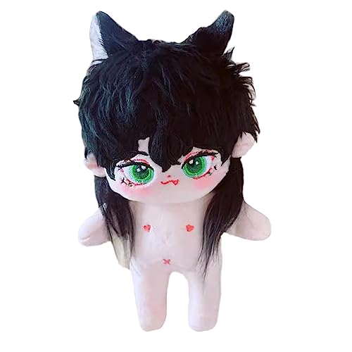 niannyyhouse 20 cm Plüschpuppe, Jungen, schwarzes Haar, humanoider gefüllter Körper, kein Attribut, 20,3 cm, normaler Körper, tragbare Kleidung, Verkleidung, Geschenke (A - ohne Skelett) von niannyyhouse