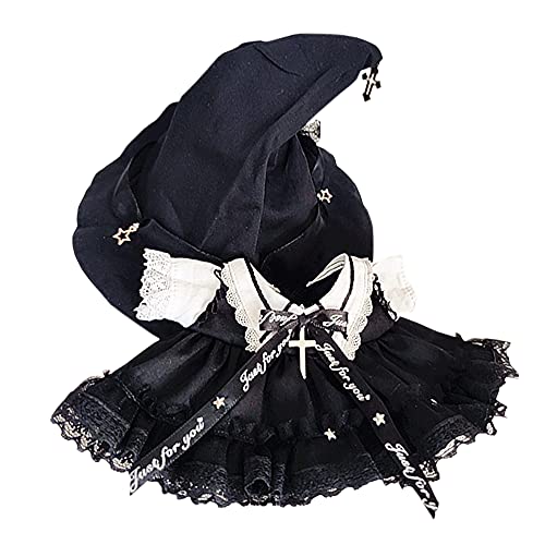 niannyyhouse 20 cm Plüschpuppenkleidung, Hut + Kleid, 2-teiliges Set, schwarzer Zauberhut, Netz-Spitzenkleid niannyyhouse 20 cm Plüschpuppenkleidung, Hut + Kleid, 2-teiliges Set, schwarzer Zauberhut, Netz-Spitzenkleid von niannyyhouse