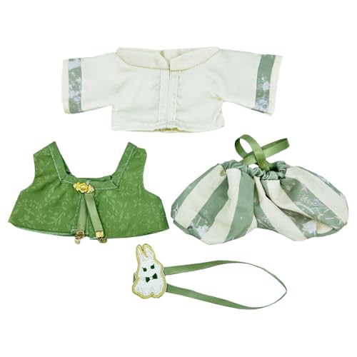 niannyyhouse 20 cm Plüschpuppenkleidung, Mantel, Weste, Overall, Rucksack, Hanfu-Anzug, antiker Stil, 20,3 cm, Puppen-Dressup (grün) von niannyyhouse