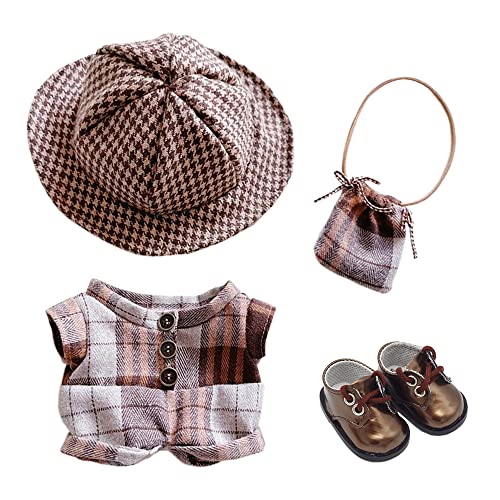 niannyyhouse 20 cm Plüschpuppenkleidung, Vintage-Grunge-Hut, Einteiler, Rucksack, Lederschuhe, 20,3 cm Puppenverkleidung niannyyhouse 20 cm Plüschpuppenkleidung, Vintage-Grunge-Hut, Einteiler, Rucksack, Lederschuhe, 20,3 cm Puppenverkleidung von niannyyhouse