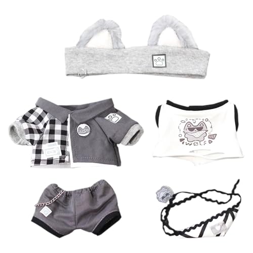 niannyyhouse 20 cm Plüschpuppenkleidung, Wolfsohren, Stirnband, Mantel, Hose, Weste, Rucksack, 20,3 cm Puppenverkleidung niannyyhouse 20 cm Plüschpuppenkleidung, Wolfsohren, Stirnband, Mantel, Hose, Weste, Rucksack, 20,3 cm Puppenverkleidung von niannyyhouse